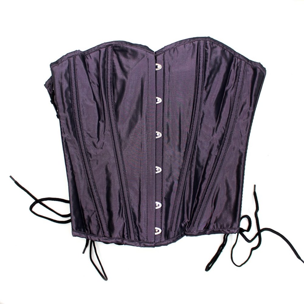 Vintage Living Dead Souls Gray Iridescent Lace Up Corset Bustier Heavy Duty XL